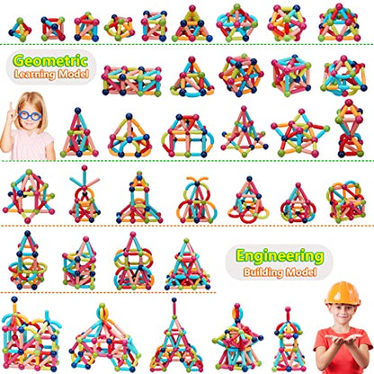 COUOMOXA Magnetic Building Blocks STEM for Kids: Educational Magnetic Set for 6-9+Years Old for Boys Girls - Construction Toys for Early Development Learning for Kids - style: 110 PCS