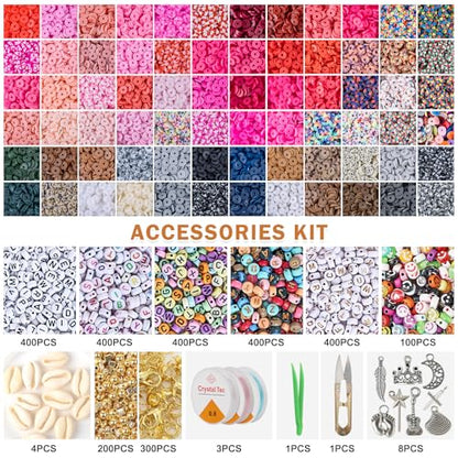 XSEINO 46000Pcs Clay Beads - 216Colors 10Boxes Clay Beads for Bracelets - color: 10 Boxes