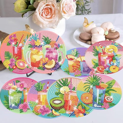 8 Pcs Diamond Art Coaster Kit for Adult with Holder, Diamond Coasters 4x4in - color: Cocktail Coasters, size: 8 Pcs 4x4in