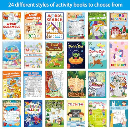 Kalysky 24 Mini Activity Books for Kids 4-12,Mazes,Dot to Dot & Word Games,Party Favors - color: Activity Books