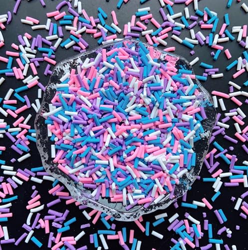50g Fake Sprinkles Resin Sprinkles Fake Candy Sprinkles Clay Sprinkles Polymer Sprinkles Polymer Clay Slices for Nail Art DIY Crafts Cake Phone Case(20-Long Purple ） - color: 30-Long Purple