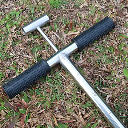 Soil Sample Probe 40” with Ejector and Foot Pedal,Soil Probe Stainless Steel T-Style Handle Soil Test Kit,Soil Probe Rod for Soil Sampling Plant Care/Agriculture/Garden/Farm - size: 40”S/T-Style