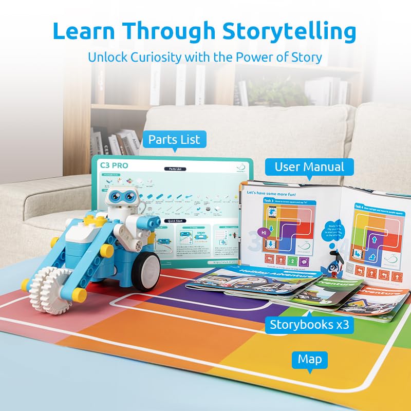 WhalesBot C3 Pro 12-in-1 Remote Control & Coding Robot Kit for Kids 4+, Advanced Smart Panel & Cards Programming, Educational STEM Toy, Block Building Set with Controller & Motor for Kids 4-6, 5-7 - style: WhalesBot C3 Pro Coding Robot