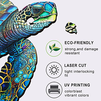 Mys Aurora Wooden Puzzles, Sea Turtle Jigsaw Puzzles 300 Pieces - color: Ocean Turtle, size: 300 Pieces
