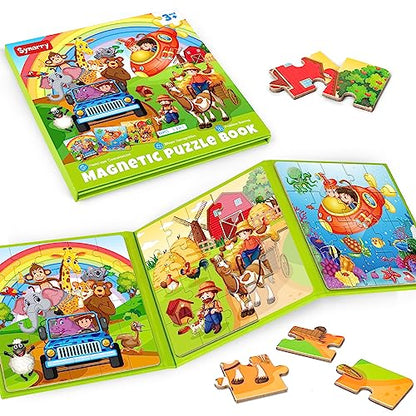 SYNARRY Magnetic Animal Puzzles for Kids Ages 3-5, Travel Animal Toys - style: Animal