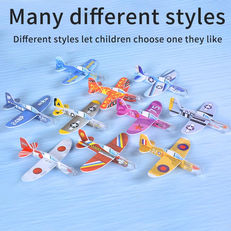 LUCKY GUESS Foam Glider Planes, 50 PCS Assorted Paper Airplanes for Kids