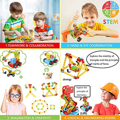 COUOMOXA 404 Pcs STEM Building Toys for Kids Ages 3+