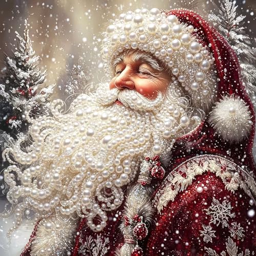 Christmas Pearl Diamond Painting Kits for Adults,Santa Claus Diamond Art - color: PL184-1