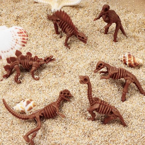 30 PCS Dinosaur Fossil Skeletons, Assorted Dinosaur Skeleton Toys Figures for Science Play Dino Sand Dig Party Favor Decorations - style: Brown