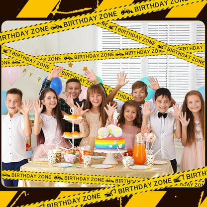Nuanchu 2 Rolls 3''x98 Ft Birthday Zone Construction Party Tape Decoration - style: Birthday Zone