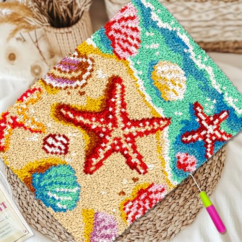 ORIGACH Summer Beach Latch Hook Rug Kit for Adults, 20.5x15inch - style: Beach