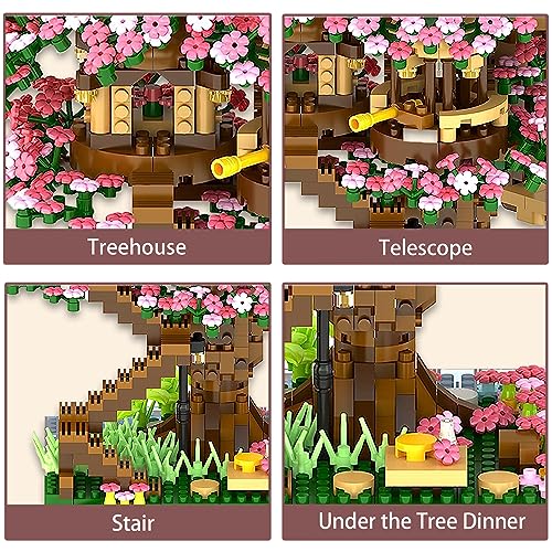 NEWABWN Cherry Blossom Bonsai Tree Mini Micro Building Set, Japanese Sakura Tree House Model Sets for Adults, Flowers House Mini Bricks Building Kit, Creative Gift Toys for Teens 14 (2138PCS) - style: B