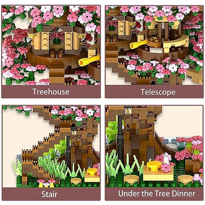 NEWABWN Cherry Blossom Bonsai Tree Mini Micro Building Set, Japanese Sakura Tree House Model Sets for Adults, Flowers House Mini Bricks Building Kit, Creative Gift Toys for Teens 14 (2138PCS) - style: B