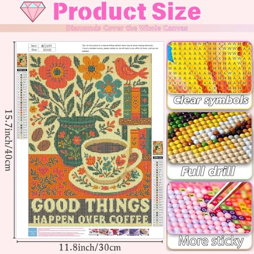 Diamond Art Kits for Adults,Coffee Cup Flower Diamond Painting,12 x 16 Inch - color: Cup, size: 11.8x15.7in(30x40cm)
