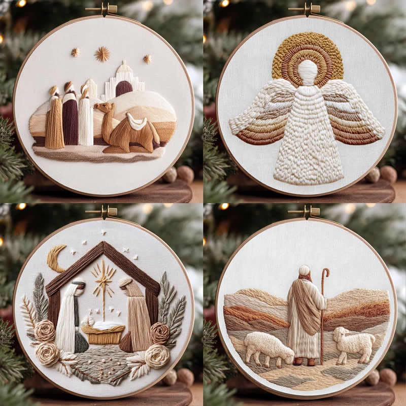 Amiiba Embroidery Starter Kit with Three Wise Men and Camel Pattern, DIY Full Range Stamped Embroidery Cross Stitch Kits for Beginners Adults (Wise Men) - color: Wise Men