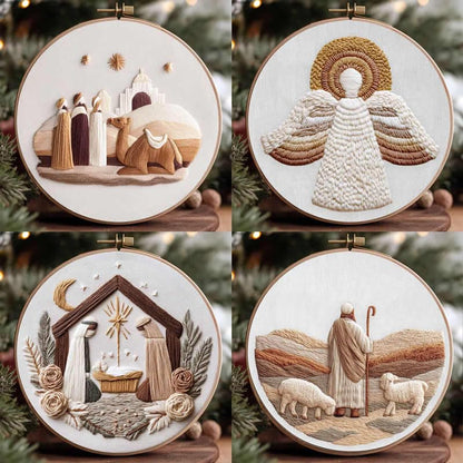 Amiiba Embroidery Starter Kit with Three Wise Men and Camel Pattern, DIY Full Range Stamped Embroidery Cross Stitch Kits for Beginners Adults (Wise Men) - color: Wise Men
