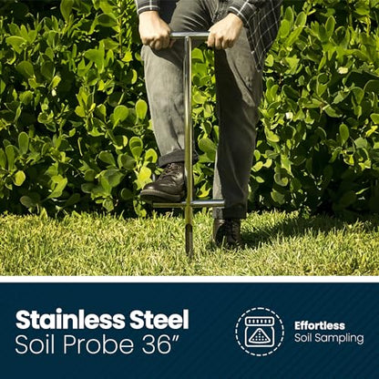 Varomorus Soil Sampler Probe 36" Stainless Steel Tubular T-Style Handle with Footsteps. - size: 36in