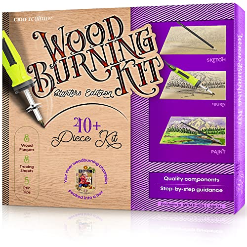 Craft Culture Beginners Wood Burning Kit for Kids, Teenage Boys & Girls - Easter Gifts for Boy & Girl - Craft Projects Birthday Gift Idea for Children Teen Woodburning DIY Hobby Kits Art Activities