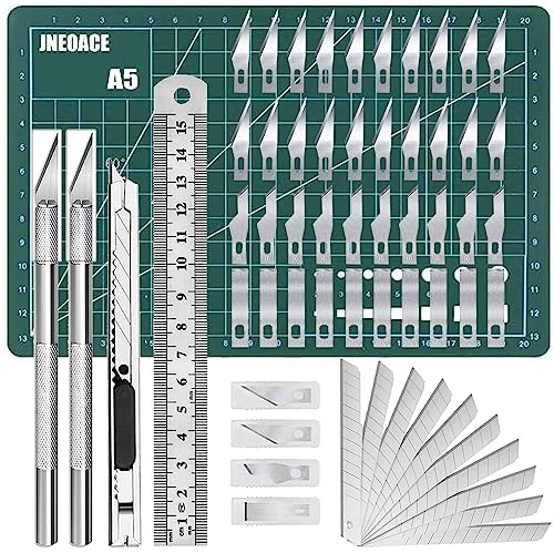 Jneoace Exacto Knife Precision Carving Craft Hobby Knife Kit with 40 PCS Exacto Blades for DIY Art Work Cutting, Hobby, Scrapbooking, Stencil - color: Green