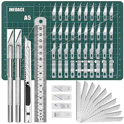 Jneoace Exacto Knife Precision Carving Craft Hobby Knife Kit with 40 PCS Exacto Blades for DIY Art Work Cutting, Hobby, Scrapbooking, Stencil - color: Green