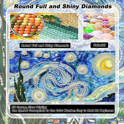 Pearl Art Kits for Adults,Starry Night Pearl Diamond Painting Kits,Wall Art - color: DP04513