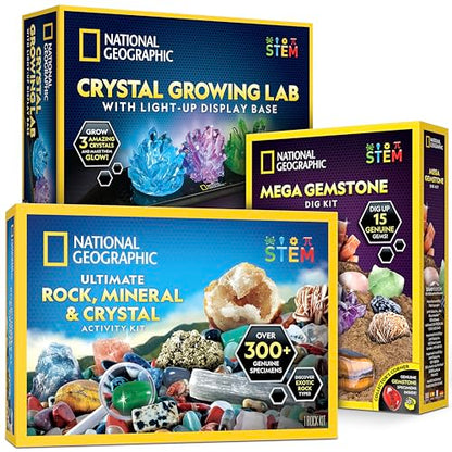National Geographic Geology Kit with Crystals, Gem Dig, & Rock Collection - style: Geology Bundle