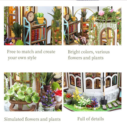 Hanging Garden DIY Miniature House Kit,Wooden Dollhouse with LED for Adults - style: Hanging Garden