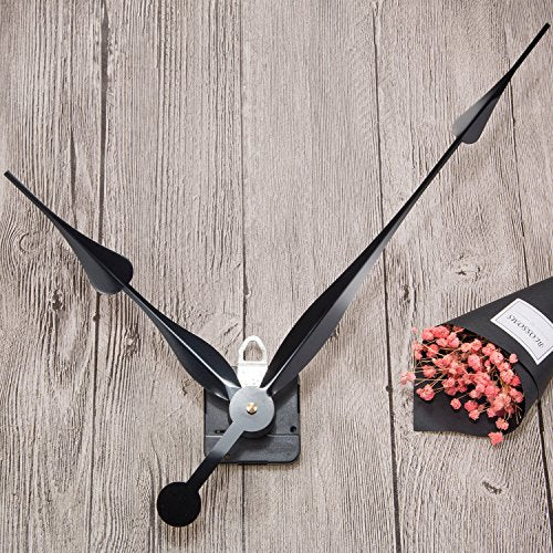 Hicarer High Torque Quartz Long Shaft Clock Mechanism Replacement with 12 Inch Long Spade Hands Clock Movement Replacement Motor for DIY - color: Black