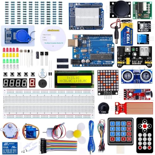 Uno R3 Kit Mega328 Tutorial | 40 in 1 Electronics Circuit Breadboard Engineering Kit for Kids and Engineers, 720P Video Courses and Online Technical Support for Beginners