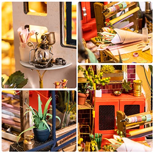 ROBOTIME DIY Dollhouse Kit Mini House with Furnitures Accessories 1:24 Scale Craft Kit - Emily's Flower Shop - color: Emily's Flower Shop