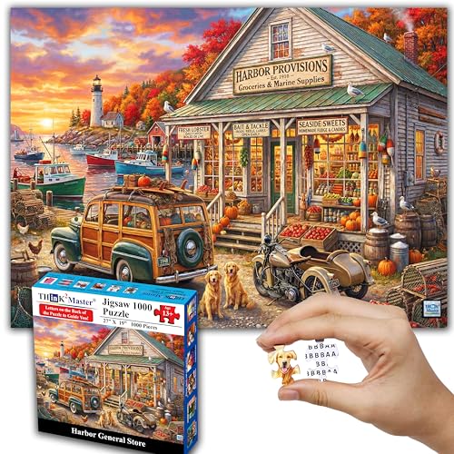 Think2Master Harbor General Store 1000 pieces Large Format Jigsaw Puzzle: 13+, teens, adults & families. Vintage Seaside Small Town Americana Great gift for Nostalgia & 1940s 1950s Size: 26.8” X 18.9” - style: Harbor General Store
