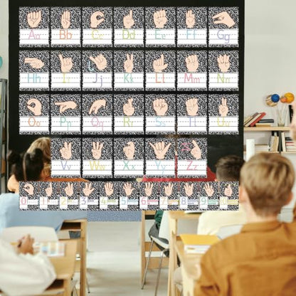 37 Pcs Composition ASL Alphabet Cards Number Line and ABC Sign Language Flash Cards Posters for Composition Note Classroom Wall (Composition ASL) - color: Composition Asl