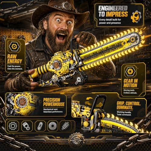 Motorized Chainsaw Building Kit 1096 Pcs - color: Mechanical Chainsaw With Motor