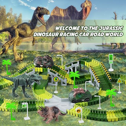 Dinosaur Toys, Create A Dinosaur World Road Race, Dinosaur Track Toys - color: Green
