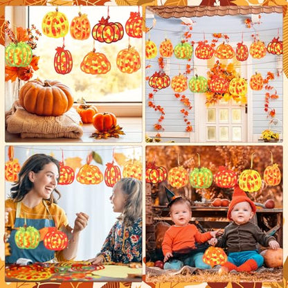 DoubleFill 48 Pcs Fall Pumpkin Suncatchers Craft DIY Stained Glass Pumpkin - style: Pumpkin