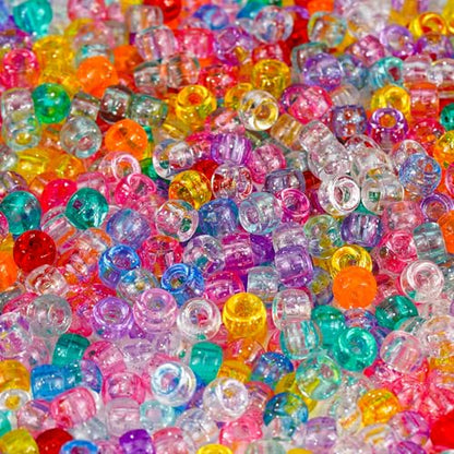 1000+pcs Glitter Pony Beads Bulk, Acrylic 9mm Large Plastic Bead for Bracelets Big Hole Hair Braids Crafts DIY Projects - color: Glitter