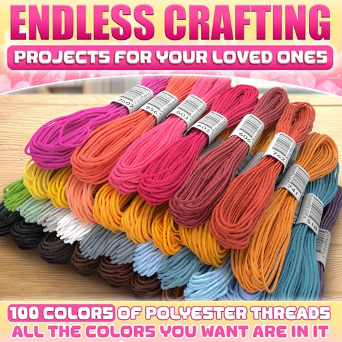 137-Piece Embroidery Kit for Beginners with 100-Color Floss