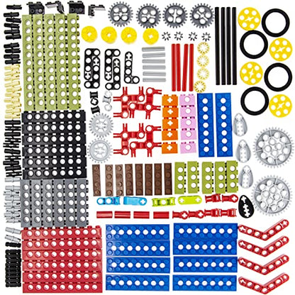 TEESE 184pcs Technic-Beam-Gears-Axles-Pins-Wheels-Tires, Compatible with Technic-Parts, for STEM-MOC-EV3-Project-Track-Car-Bulk- Blocks (Random Color)