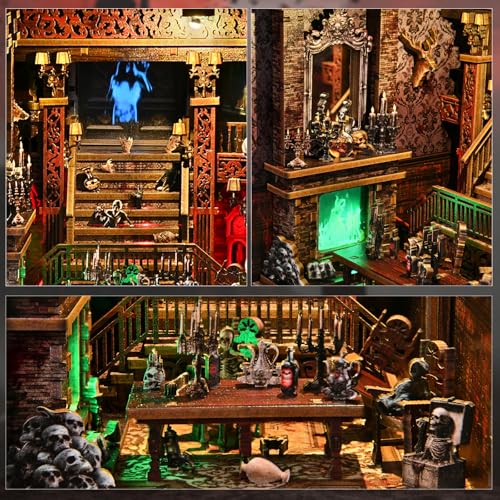 TOYQI Book Nook Kit, DIY Miniature Dollhouse Kit for Adults and Teens - color: Haunted Mansion