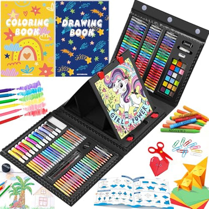 All in One Art Supplies Include Drawing Kit, Origami & Paper-Cutting Crafts - color: Black