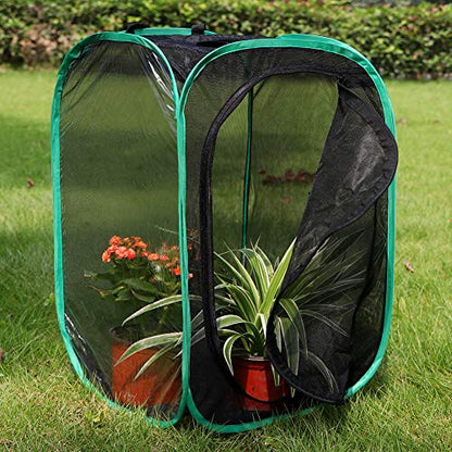 RESTCLOUD Insect and Butterfly Habitat Cage Pop-up 23.6 Inches Tall - color: Black With Green, size: 15.7 x 15.7 x 23.6 inches