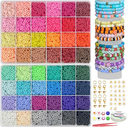 YMSDZHL 7100PCS 48 Color Polymer Clay Beads Friendship Bracelet Making Kit - size: 7100+PCS