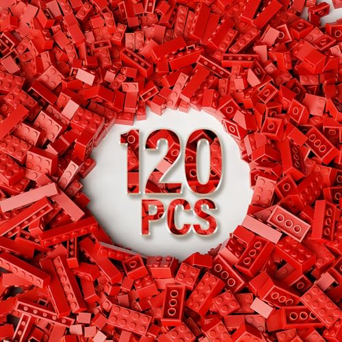 Bulk Building Bricks, Compatible with Lego and All Brands, 8 Sizes and A Variety of Colors to Mix and Match，Random Color (240, Red) - color: Red
