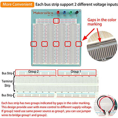 Makeronics 3220 Tie-Points Solderless Breadboard