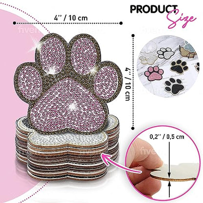 10 pcs Diamond Painting Coasters | Diamond Art Coasters | Dog Paw Diamond Art Painting | Perfect Art Craft Gift for Dog Lover, Dad, Mom, Grandparents, Brother, Sister. - color: Dogs Paw