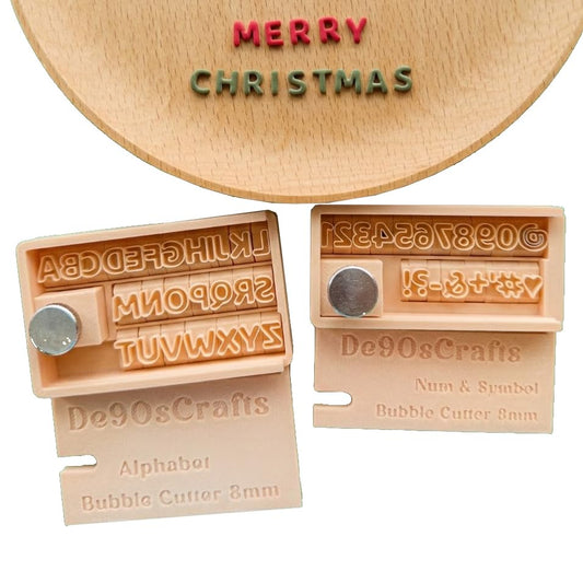 De90sCrafts Bubble Letter Fondant Cutter Set: Alphabet, Number, Symbol Embosser (Bundle 8mm) - color: Bundle 8mm