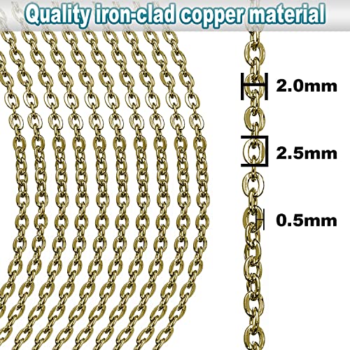 Jishi 33ft Link Cable Chain Roll 2mm, Bronze Chain for Jewelry Making Necklace Earring Bracelet DIY Craft Jewelry Making Findings Supplies, Bronze Plated Iron Metal Rolo Necklace Chain Spool Set - color: Bronze, size: Cable Chain 33ft 2.0mm