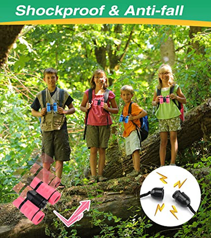 Binoculars for Kids, Toys for 3-12 Years Boys and Girls High-Resolution Optics Shockproof Mini Compact Toy Binoculars for Bird Watching, Hiking, Camping, Science, Detective - color: Purple