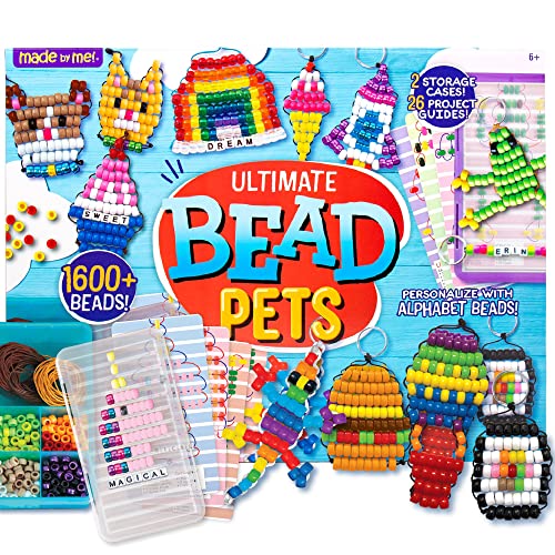 Made By Me Ultimate Bead Pets by Horizon Group USA, Bead Pets Crafts for Kids, Includes Over 1400 Beads, Cording, Keychains & Carabiner Clips, Design Templates, Storage Cases & More - style: Ultimate Bead Pets