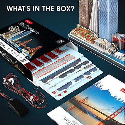 CubicFun 3D Puzzles for Adults Gifts Christmas LED San Francisco City Line - style: 4 LED San Francisco Cityline